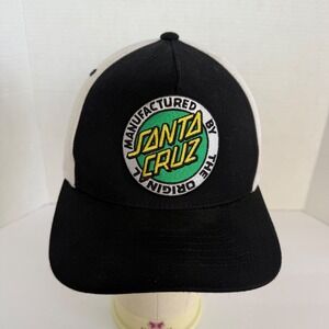 Santa Cruz Skateboards Snapback Hat Black White Yupoong The Original Logo Cap